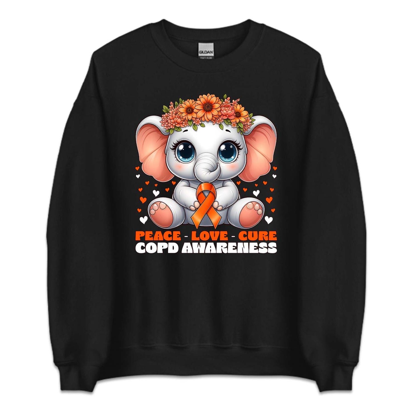 COPD Awareness Peace Love Cure Floral Elephant Lung Health Support | PRODUCT CODE: PCLVCRFLEP