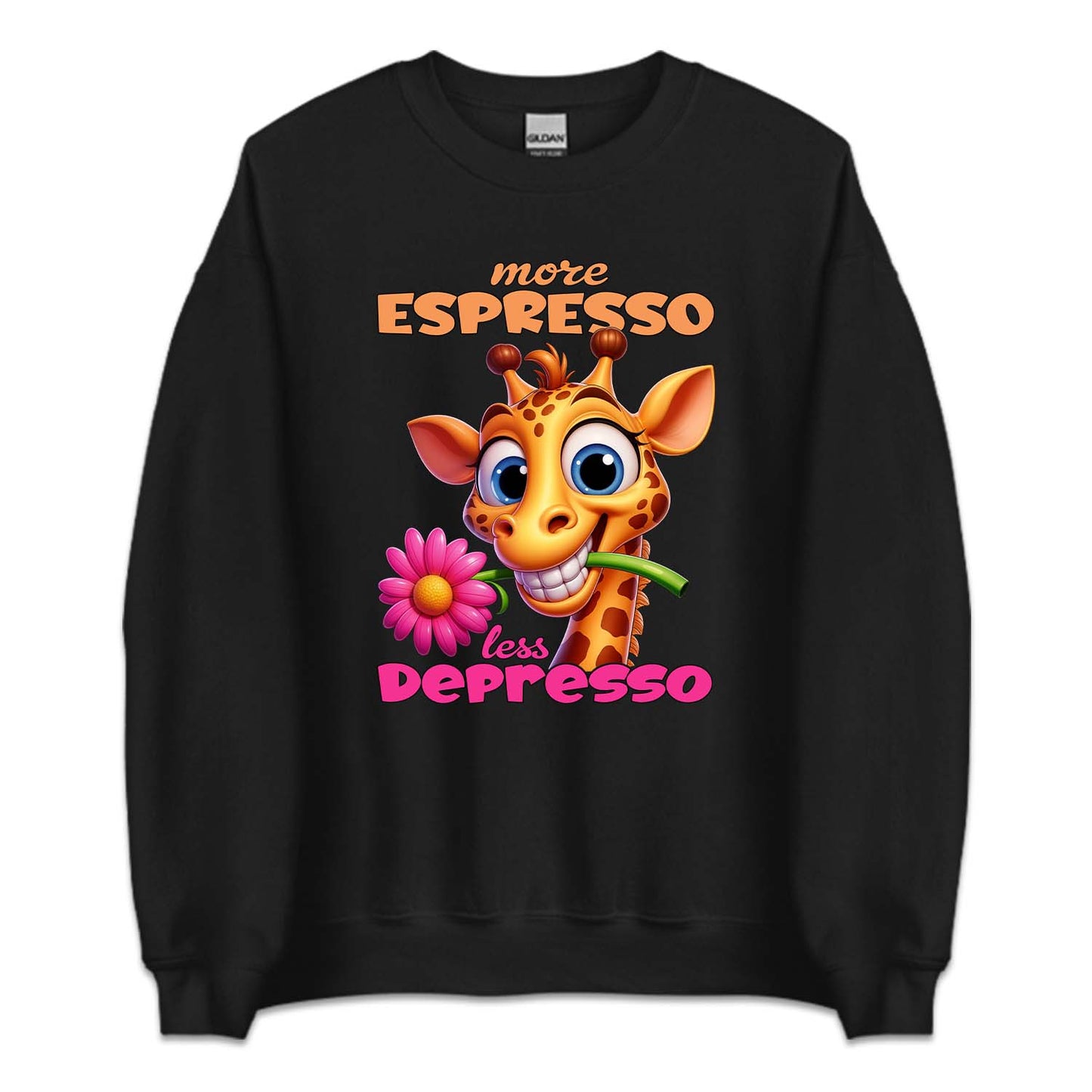 More Espresso Less Depresso Smiling Cartoon Giraffe | PRODUCT CODE: SMLNFLOGR