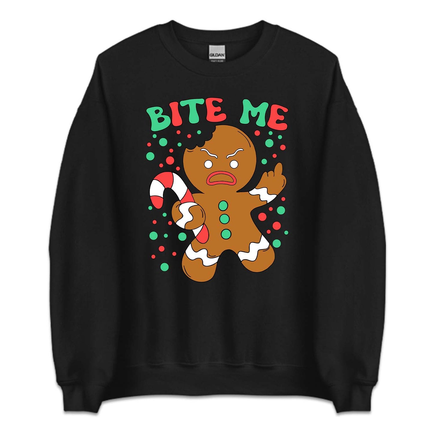 Bite Me Gingerbread Man Christmas Funny Middle Finger Sarcastic Xmas | PRODUCT CODE: BTMHDNGRBEA