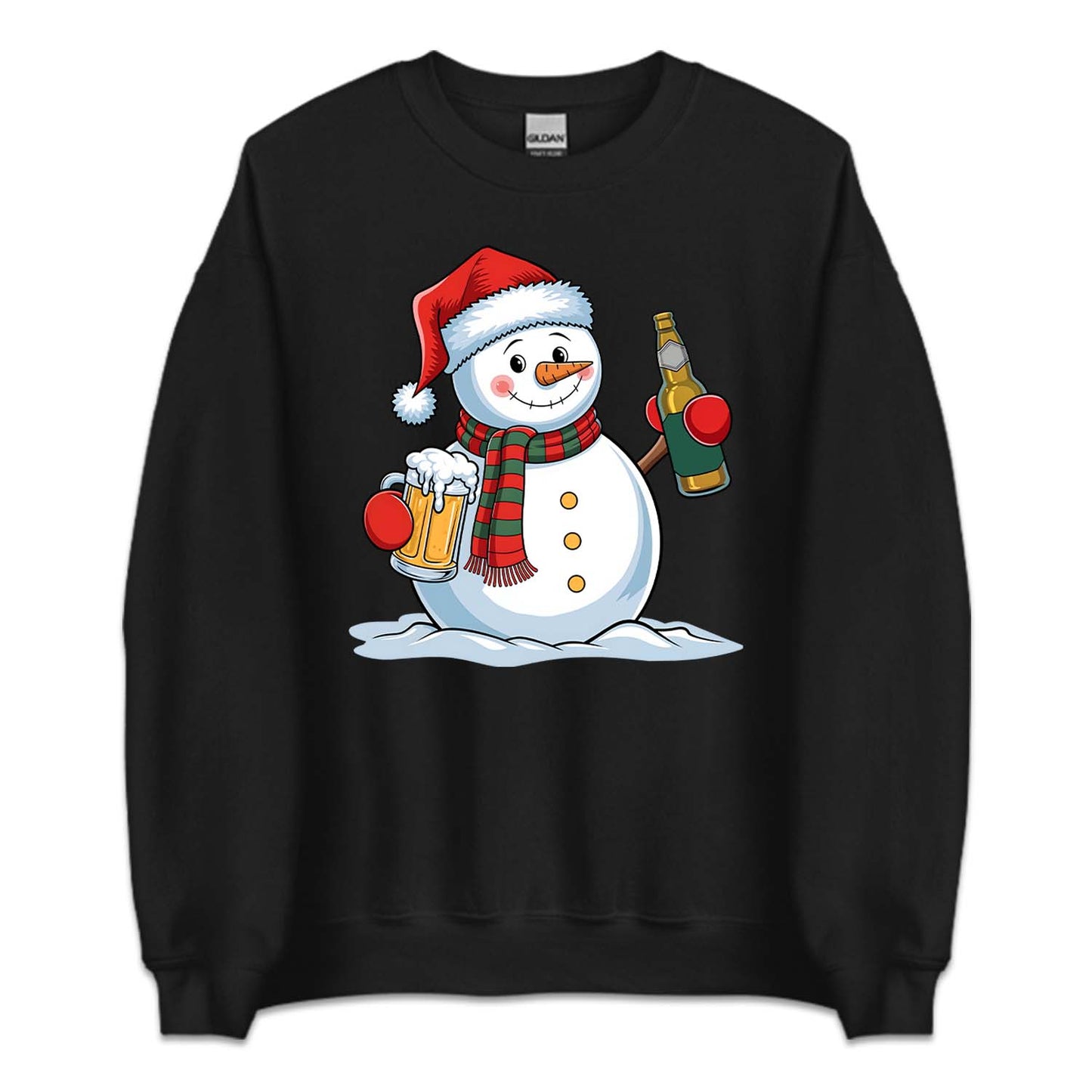 Christmas Snowman Drinking Beer Merry Beermas Xmas Frosty Beer | PRODUCT CODE: CTSNWMDRKBF