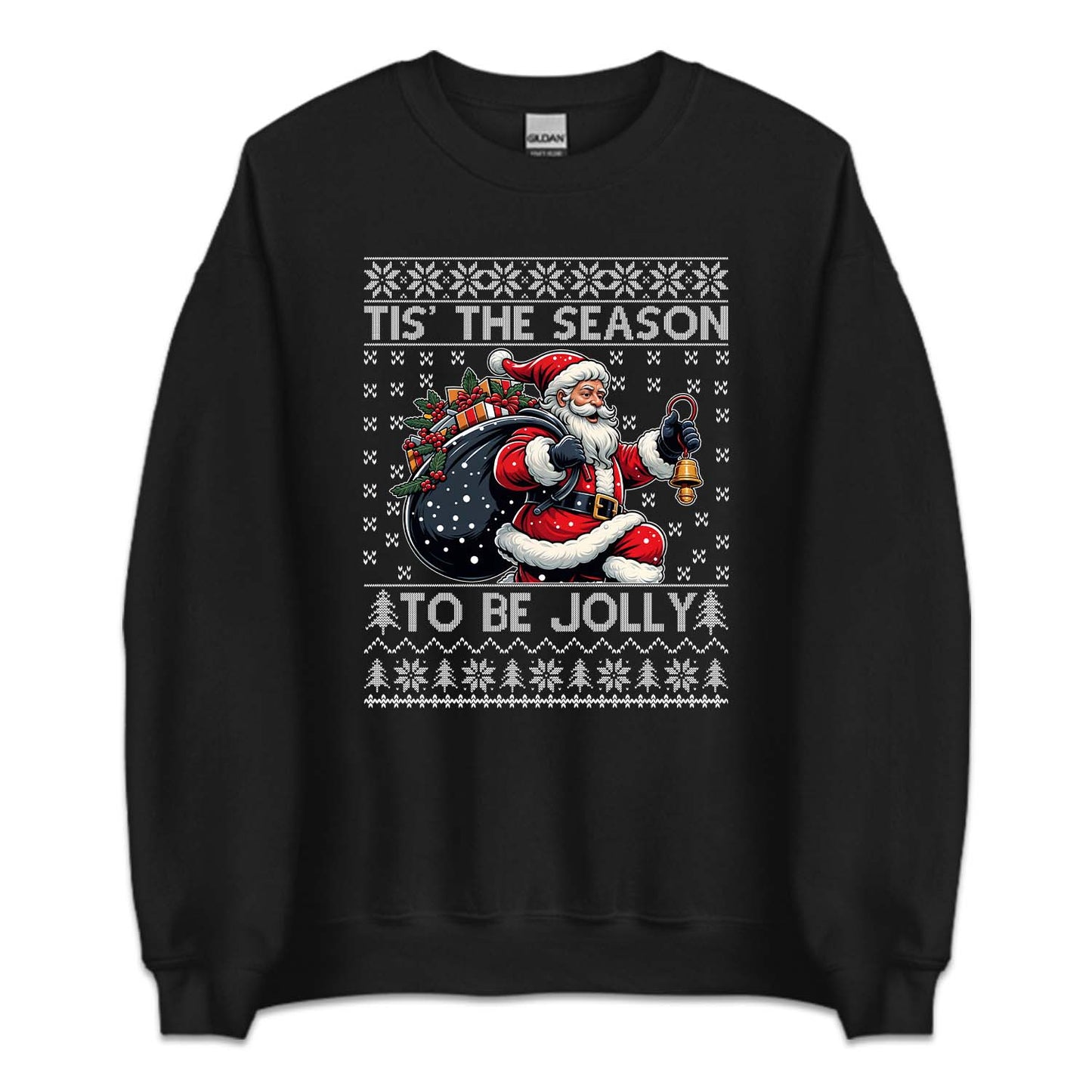 Tis The Season To Be Jolly Santa Carrying Gift Bag Ugly Christmas | PRODUCT CODE: TSHANOBJLYC