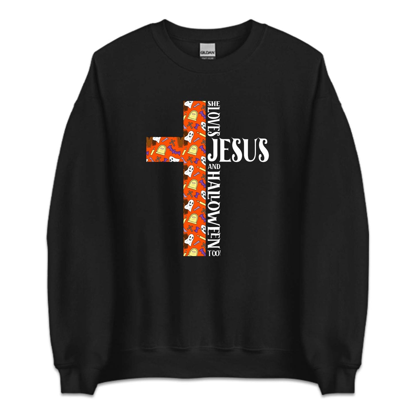 She Loves Jesus And Halloween Too Faith and Halloween | PRODUCT CODE: SHLBVJUAHW