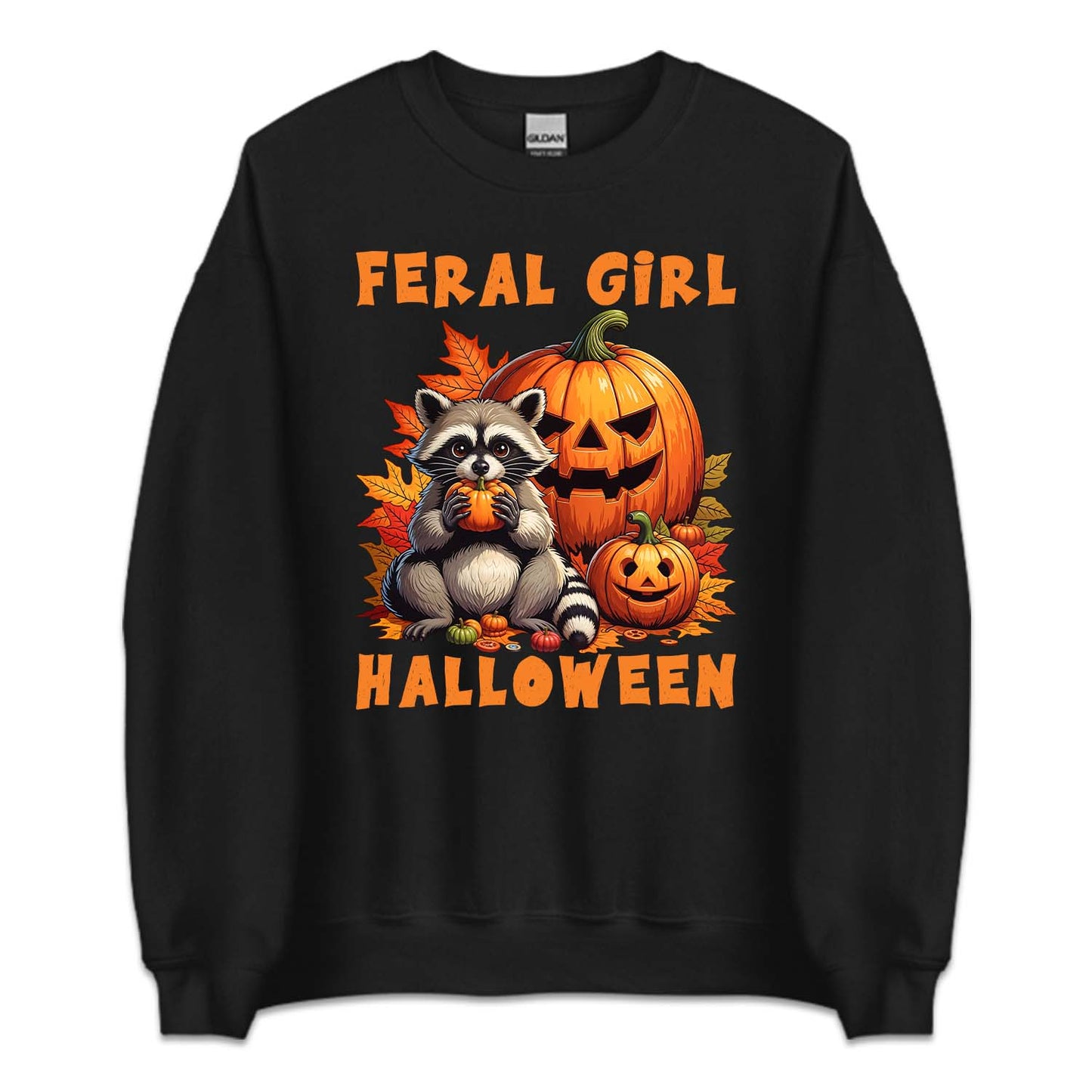 Feral Girl Halloween Spooky Raccoon & Pumpkin Autumn | PRODUCT CODE: FRGLEHWNE