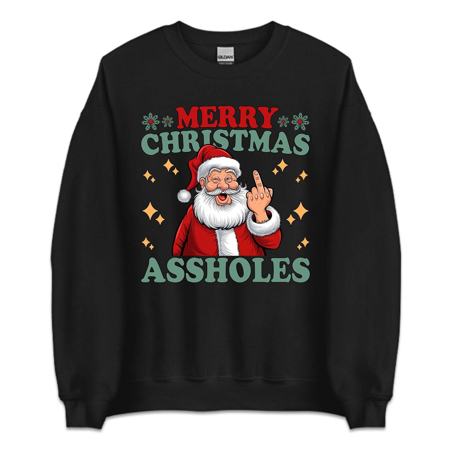 Merry Christmas Assholes Santa Claus Middle Finger Humorous Xmas | PRODUCT CODE: MRYCHTASHL