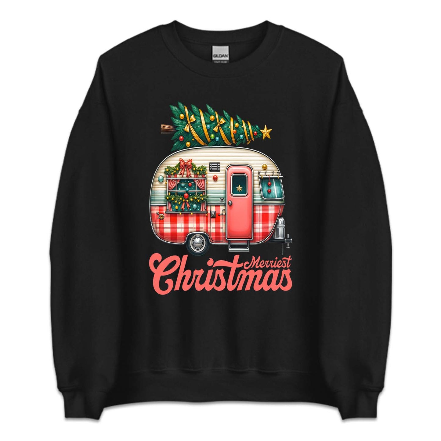 Merriest Christmas Holiday Road Trip Xmas Caravan Tree RV | PRODUCT CODE: MRSTCHMLDY