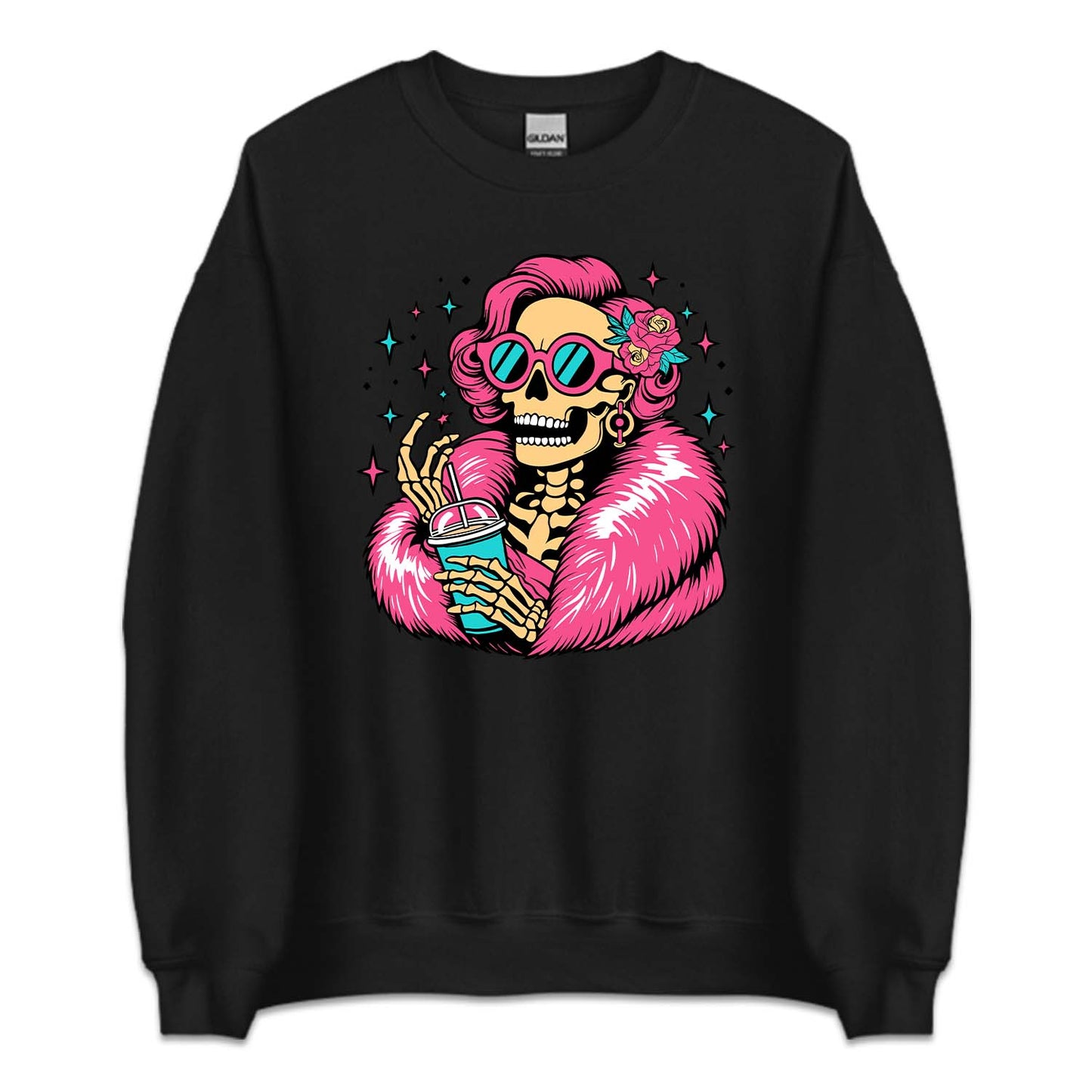 Skelton Holding Iced Coffee Cup Gothic Halloween | PRODUCT CODE: LDSKLHICF