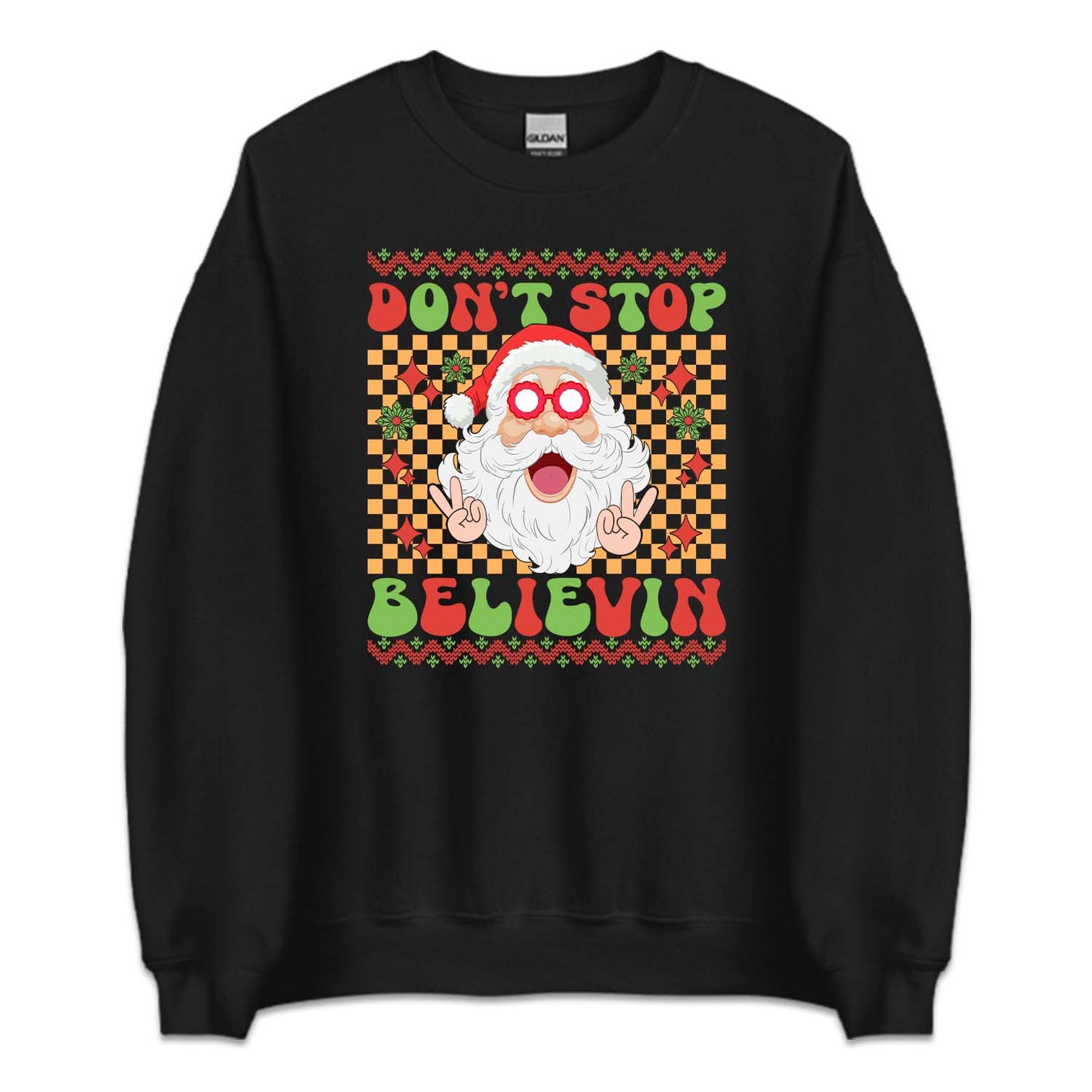 Don't Stop Believin Santa Christmas Retro Groovy Xmas Holiday | PRODUCT CODE: STPBLVCHRMA