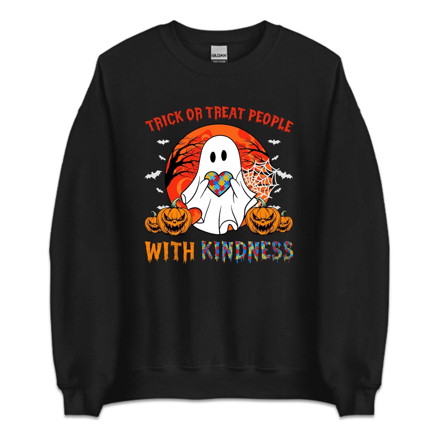 Trick or Treat People With Kindness Autism Boo Ghost Halloween | PRODUCT CODE: ASTBGHSTCR