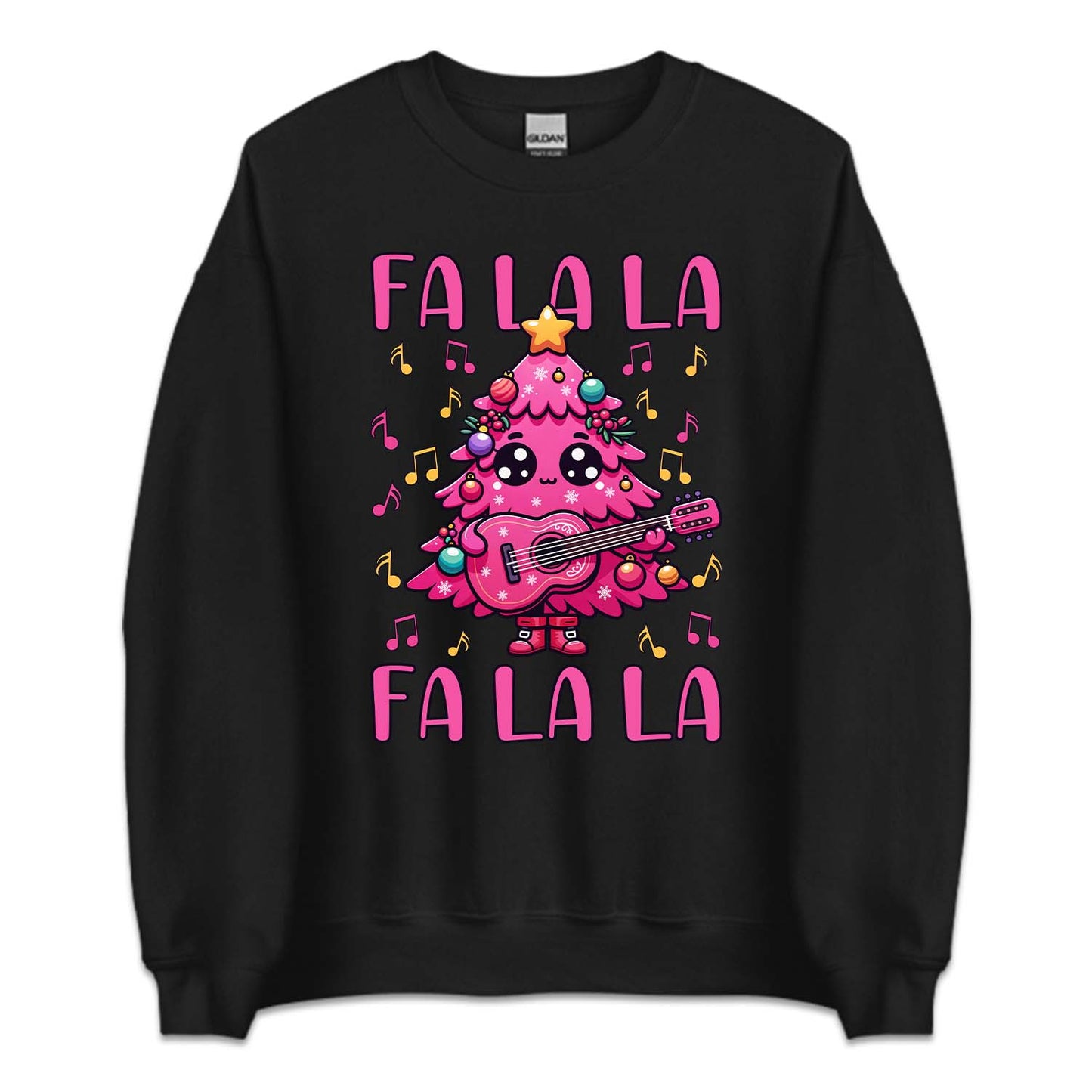 Pink Christmas Tree Holding Guitar FA LA LA LA Festive Music Xmas | PRODUCT CODE: PCTRHLGUTFL
