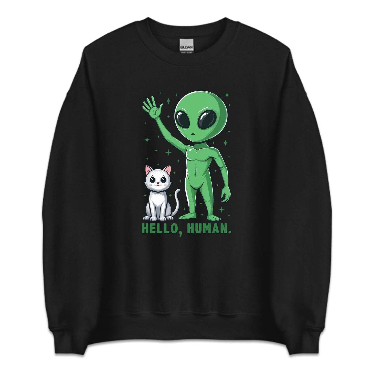 Hello Human Alien and Cat Funny Sci-Fi | PRODUCT CODE: HLUMNALCG