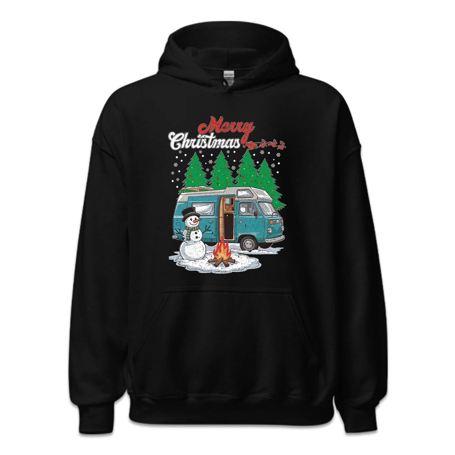 Merry Christmas Camper Van Snowman Campfire RV Xmas | PRODUCT CODE: MYRCHPEVNAS