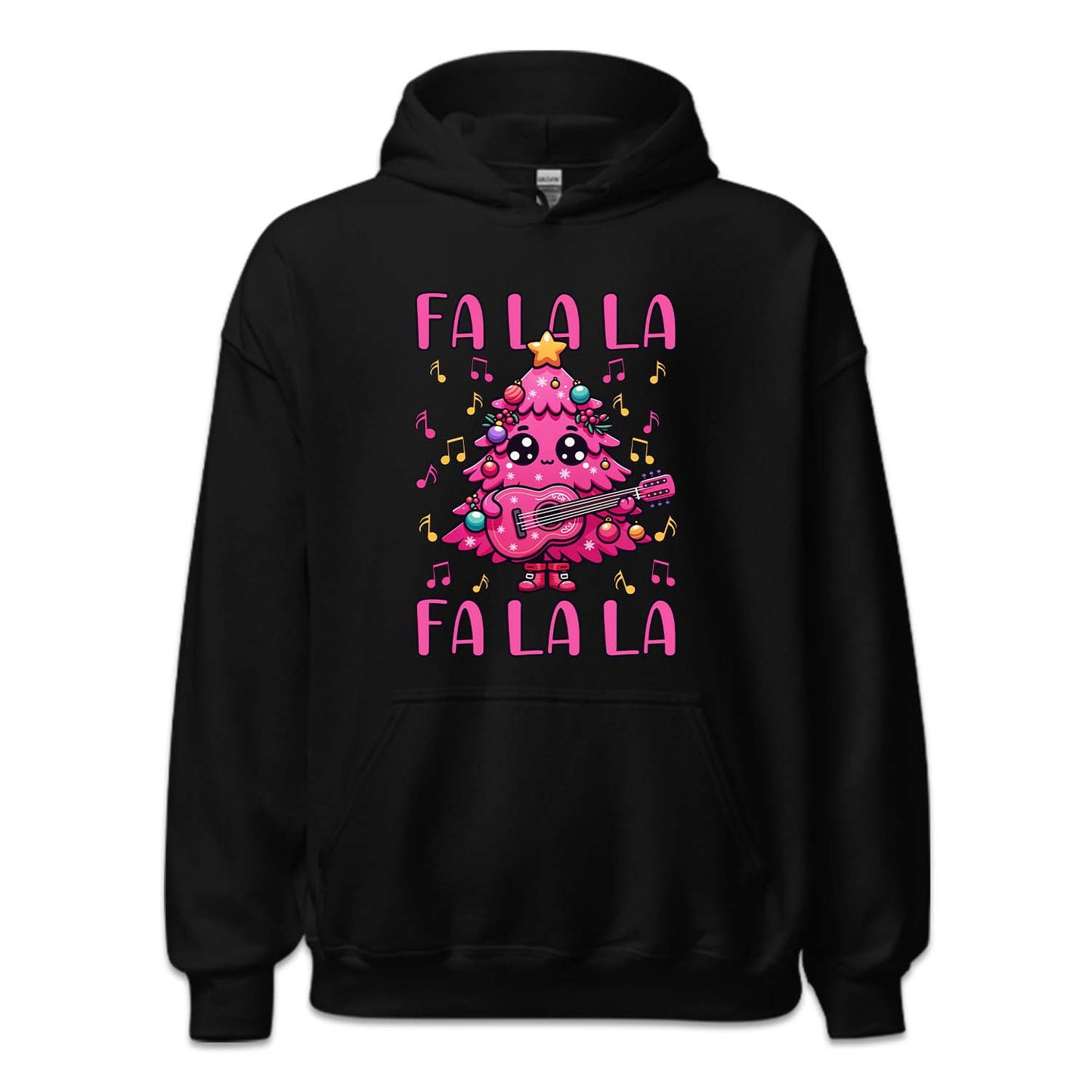 Pink Christmas Tree Holding Guitar FA LA LA LA Festive Music Xmas | PRODUCT CODE: PCTRHLGUTFL