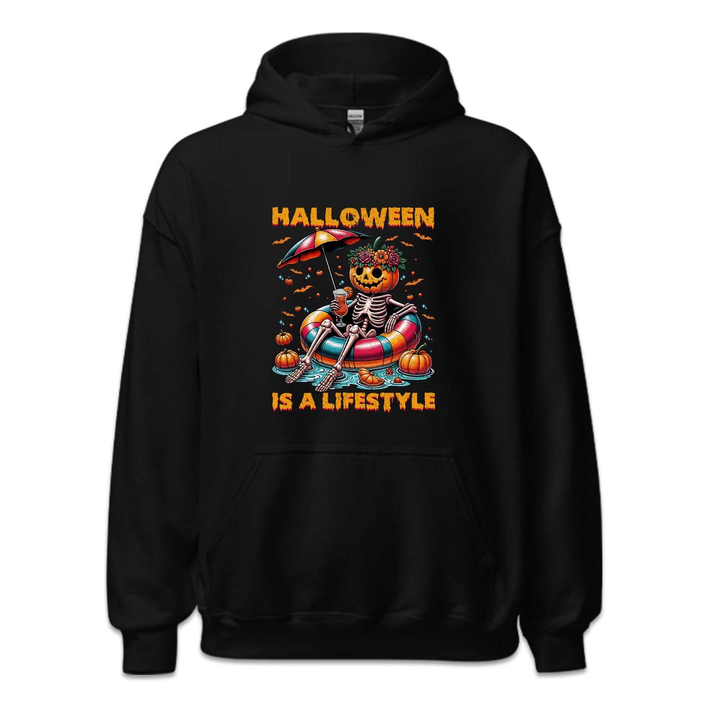Halloween Is A Lifestyle Spooky Pool Party Pumpkin Skeleton | PRODUCT CODE: HLWSALFSY