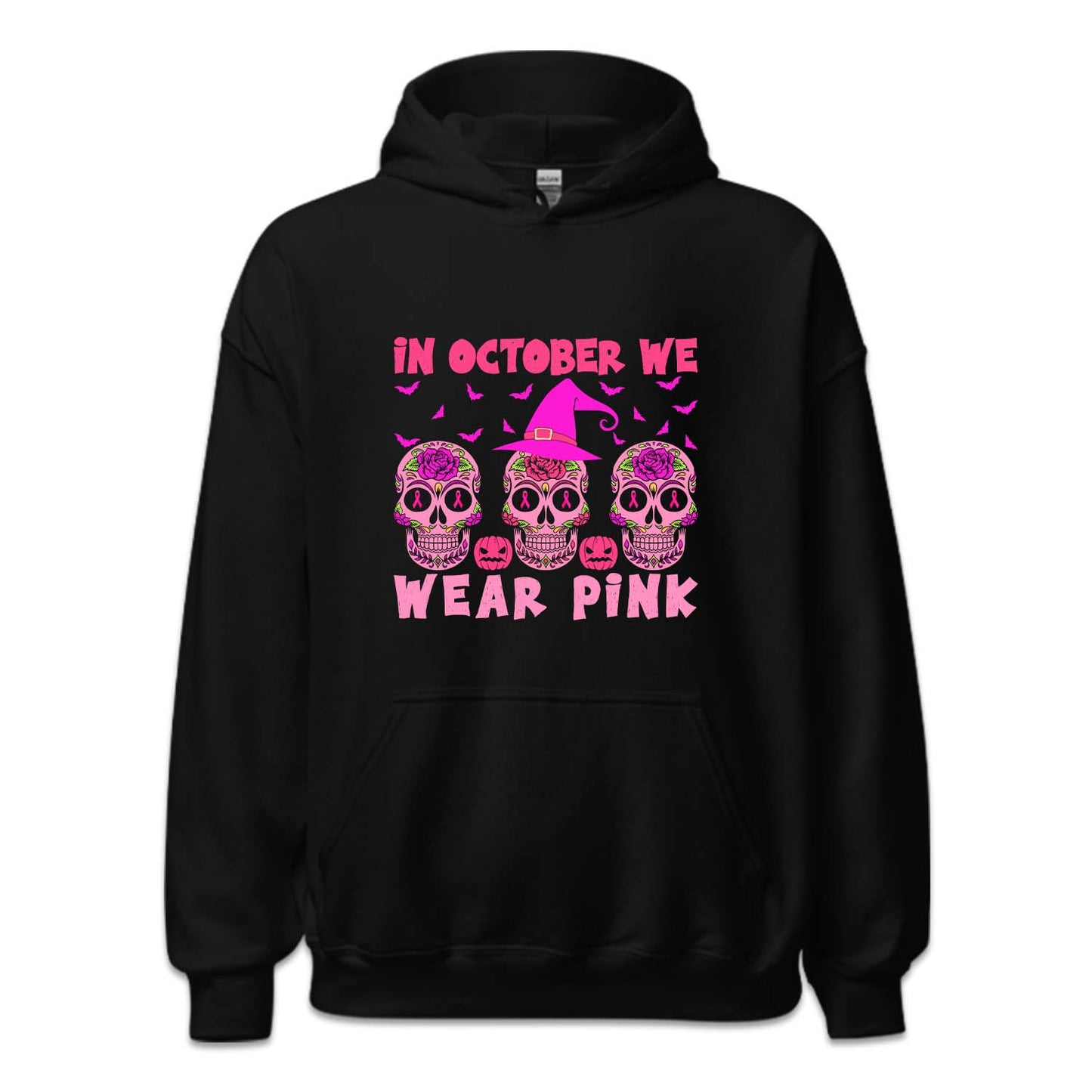 In October We Wear Pink Halloween Breast Cancer Sugar Skull | PRODUCT CODE: SGRKLUSOCB