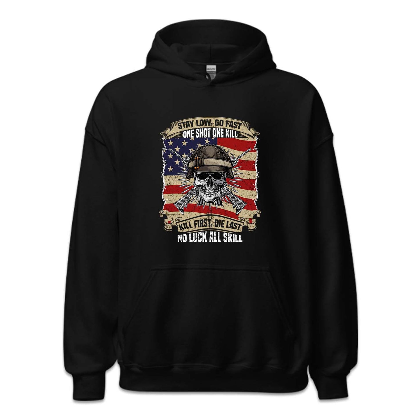 Stay Low Go Fast, One Shot One Kill USA Military Soldier Skull | PRODUCT CODE: MLTSKLVTRNDY