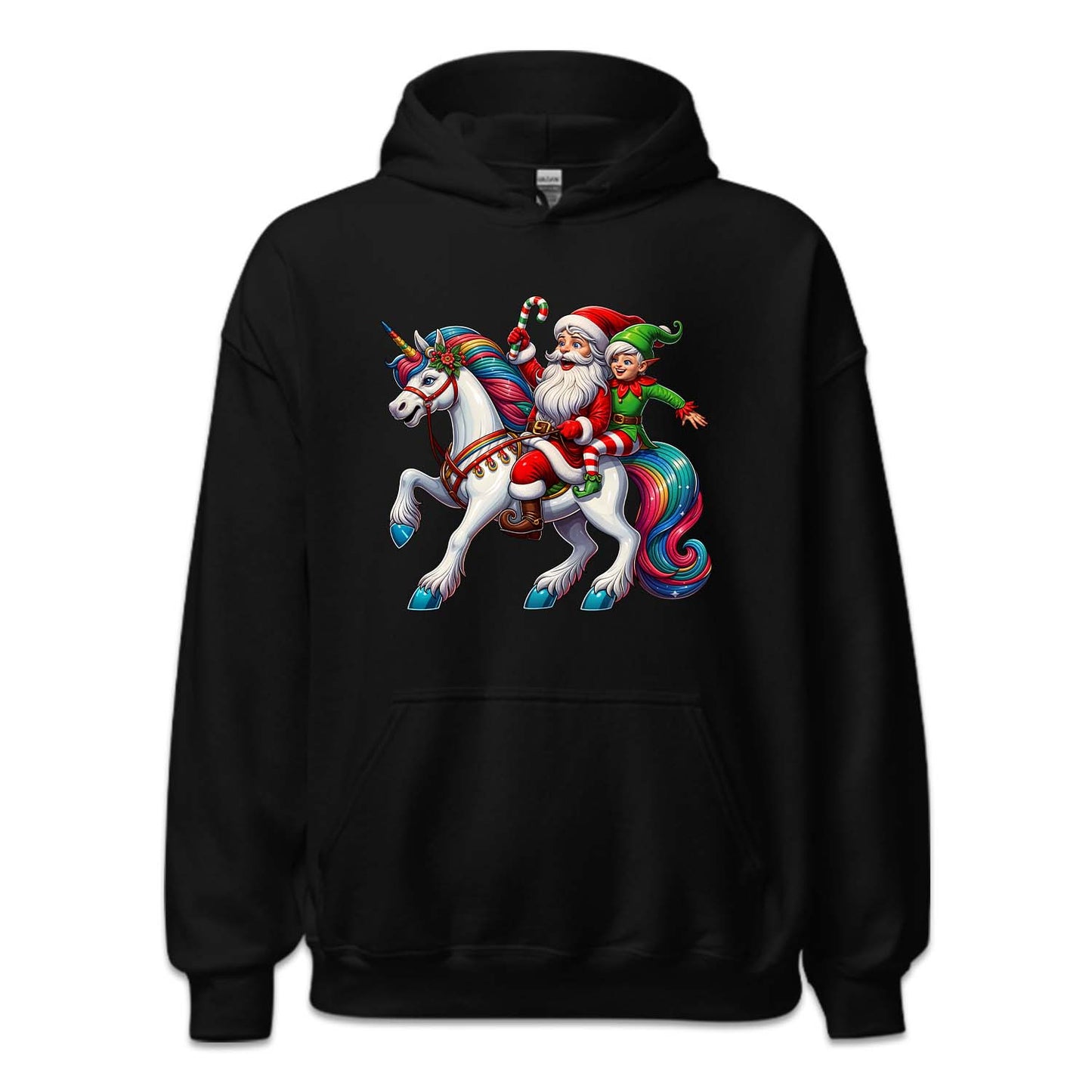 Santa Claus & Elf Riding Unicorn Funny Christmas Magical Xmas | PRODUCT CODE: STANUSDEFLUR