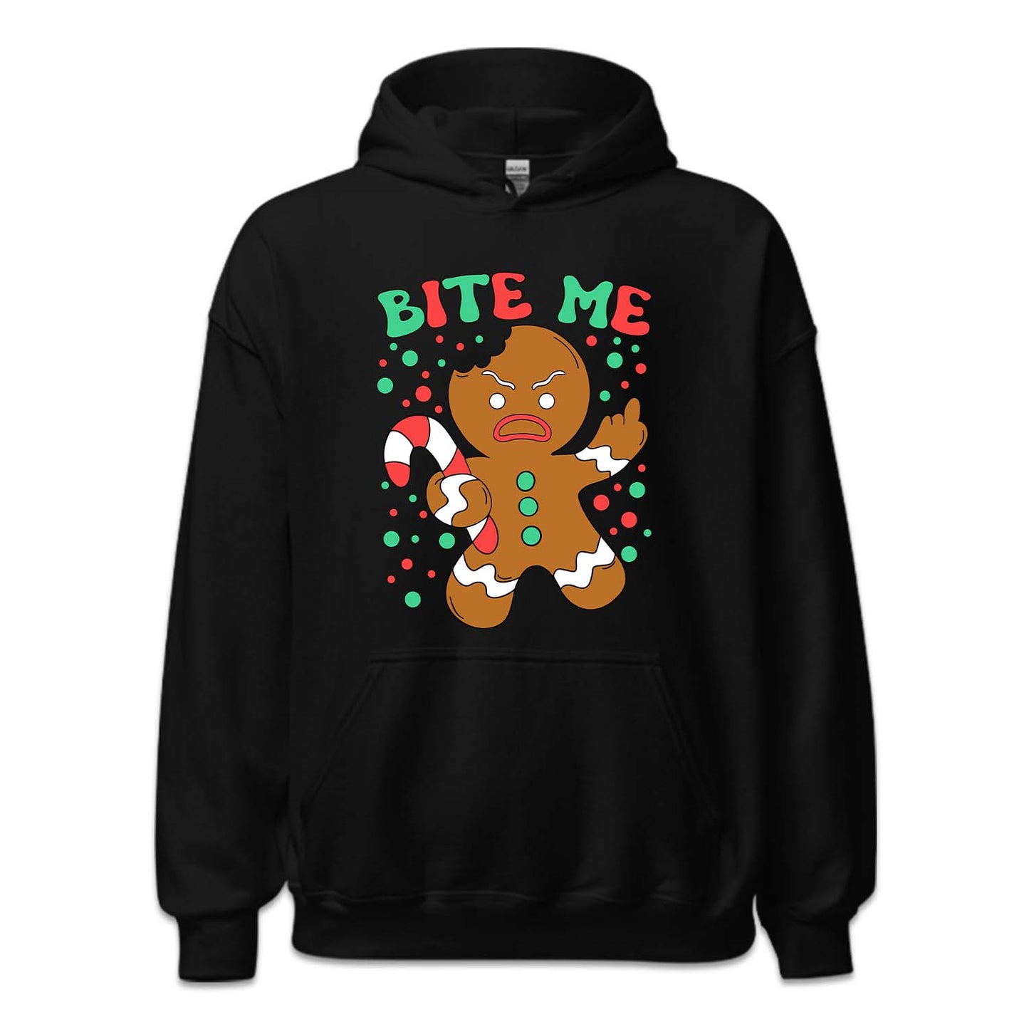 Bite Me Gingerbread Man Christmas Funny Middle Finger Sarcastic Xmas | PRODUCT CODE: BTMHDNGRBEA
