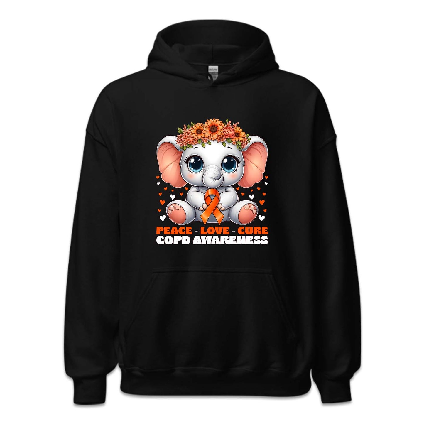 COPD Awareness Peace Love Cure Floral Elephant Lung Health Support | PRODUCT CODE: PCLVCRFLEP