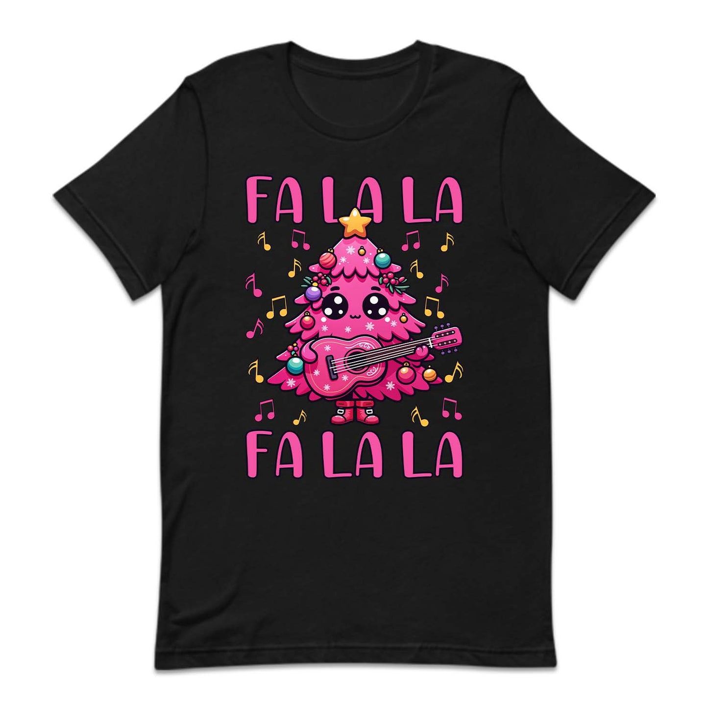 Pink Christmas Tree Holding Guitar FA LA LA LA Festive Music Xmas | PRODUCT CODE: PCTRHLGUTFL