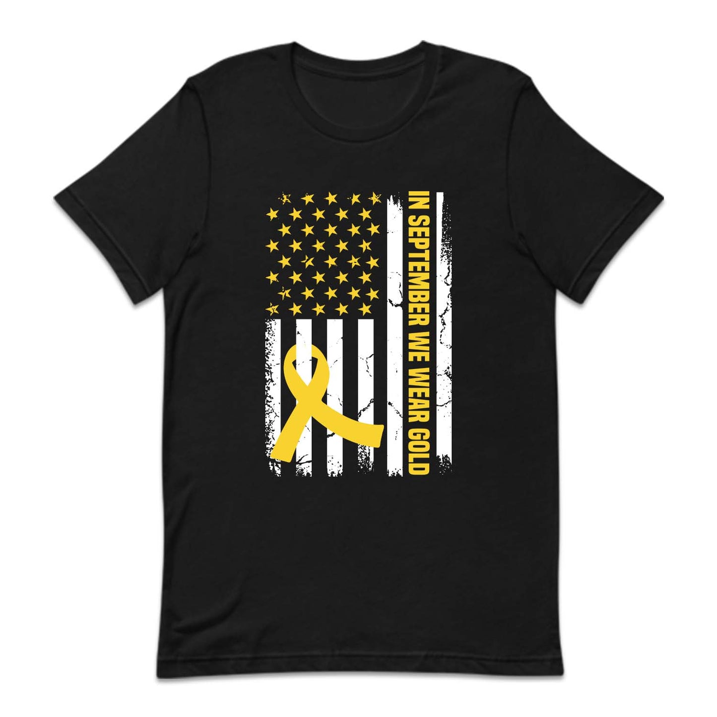 Childhood Cancer Awareness In September We Wear Gold USA Flag | PRODUCT CODE: NSPTMBWRG