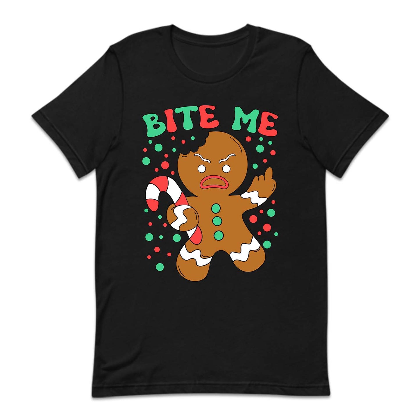 Bite Me Gingerbread Man Christmas Funny Middle Finger Sarcastic Xmas | PRODUCT CODE: BTMHDNGRBEA