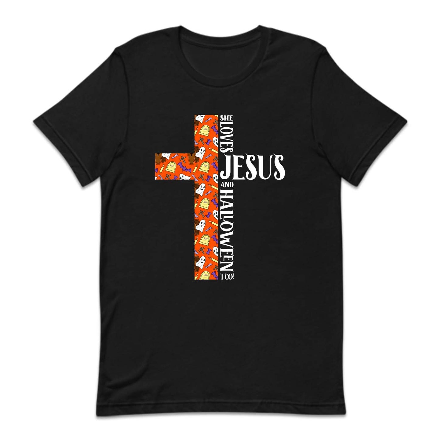 She Loves Jesus And Halloween Too Faith and Halloween | PRODUCT CODE: SHLBVJUAHW