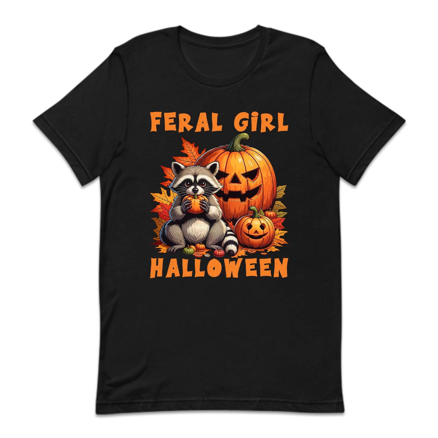 Feral Girl Halloween Spooky Raccoon & Pumpkin Autumn | PRODUCT CODE: FRGLEHWNE