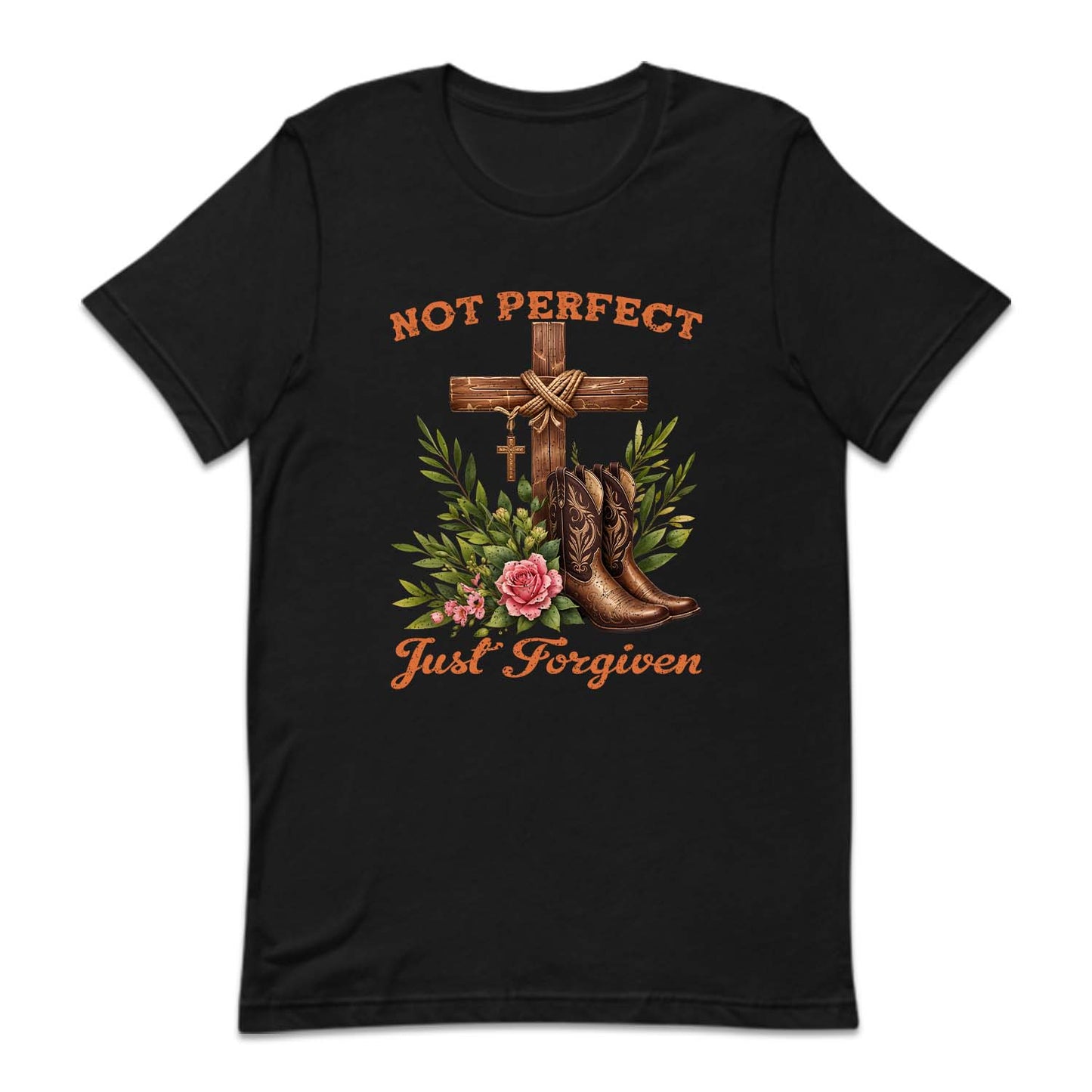 Not Perfect Just Forgiven Wooden Cross & Cowboy Boots | PRODUCT CODE: CHRWDNORS