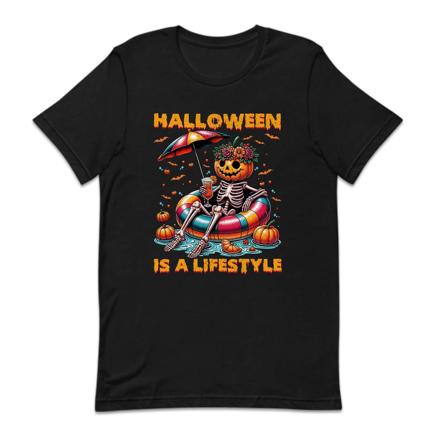 Halloween Is A Lifestyle Spooky Pool Party Pumpkin Skeleton | PRODUCT CODE: HLWSALFSY