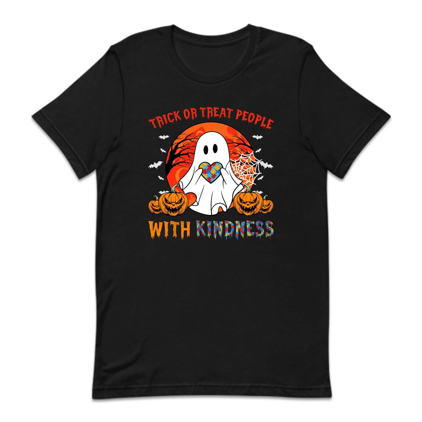 Trick or Treat People With Kindness Autism Boo Ghost Halloween | PRODUCT CODE: ASTBGHSTCR