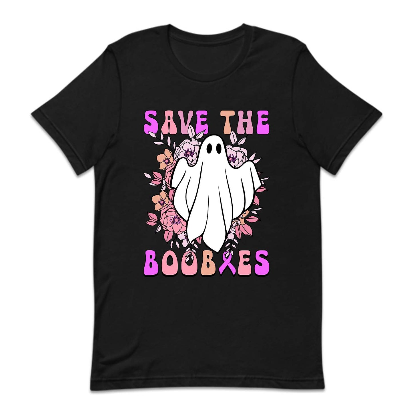Save The Boobies Ghost With Flowers Halloween Breast Cancer | PRODUCT CODE: SVTHBOISHLB