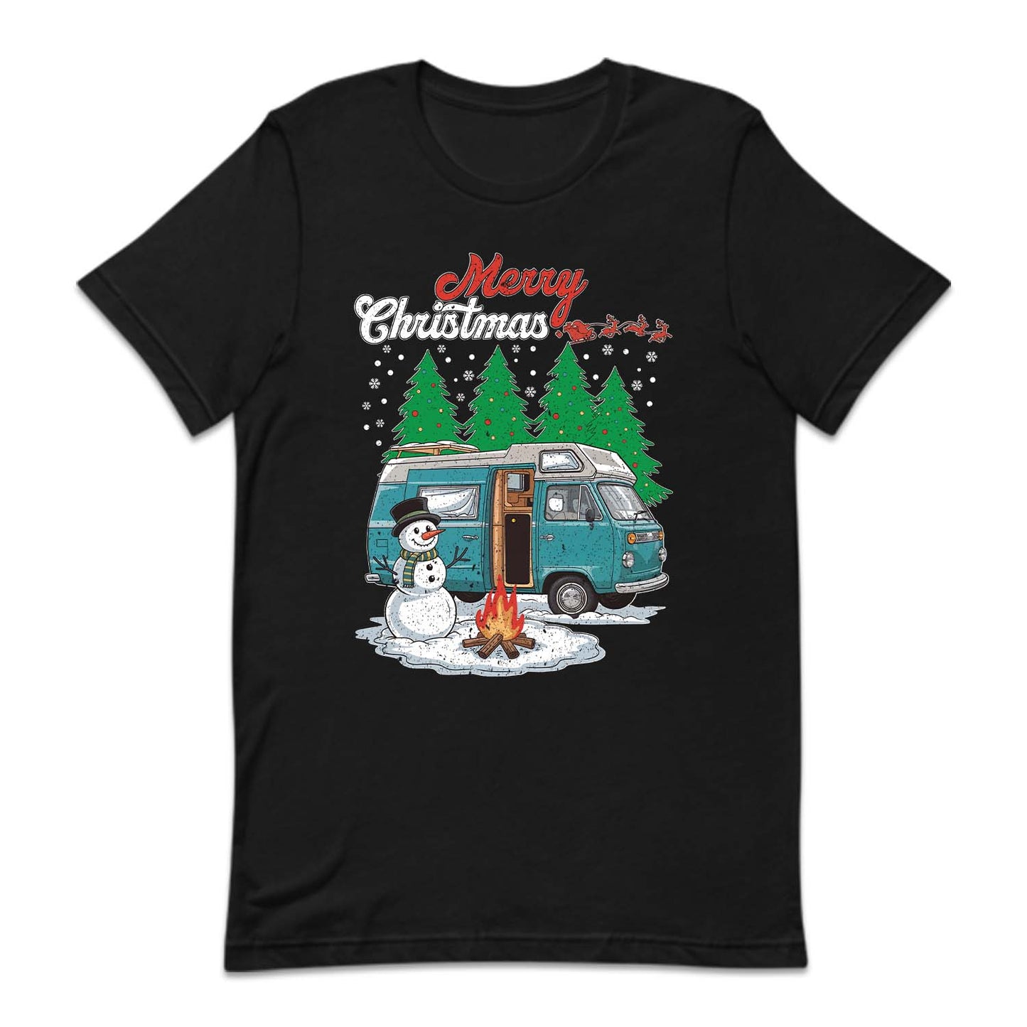 Merry Christmas Camper Van Snowman Campfire RV Xmas | PRODUCT CODE: MYRCHPEVNAS