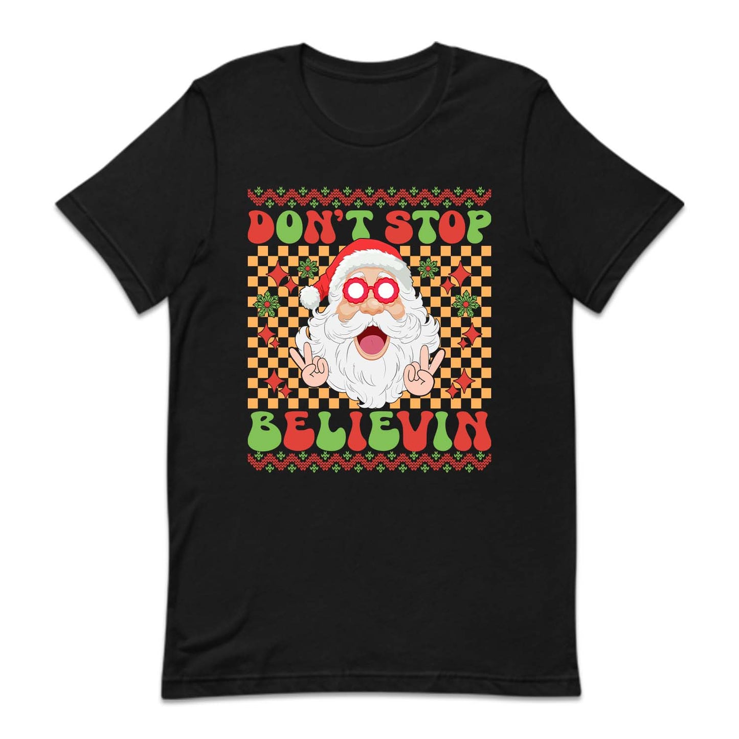 Don't Stop Believin Santa Christmas Retro Groovy Xmas Holiday | PRODUCT CODE: STPBLVCHRMA