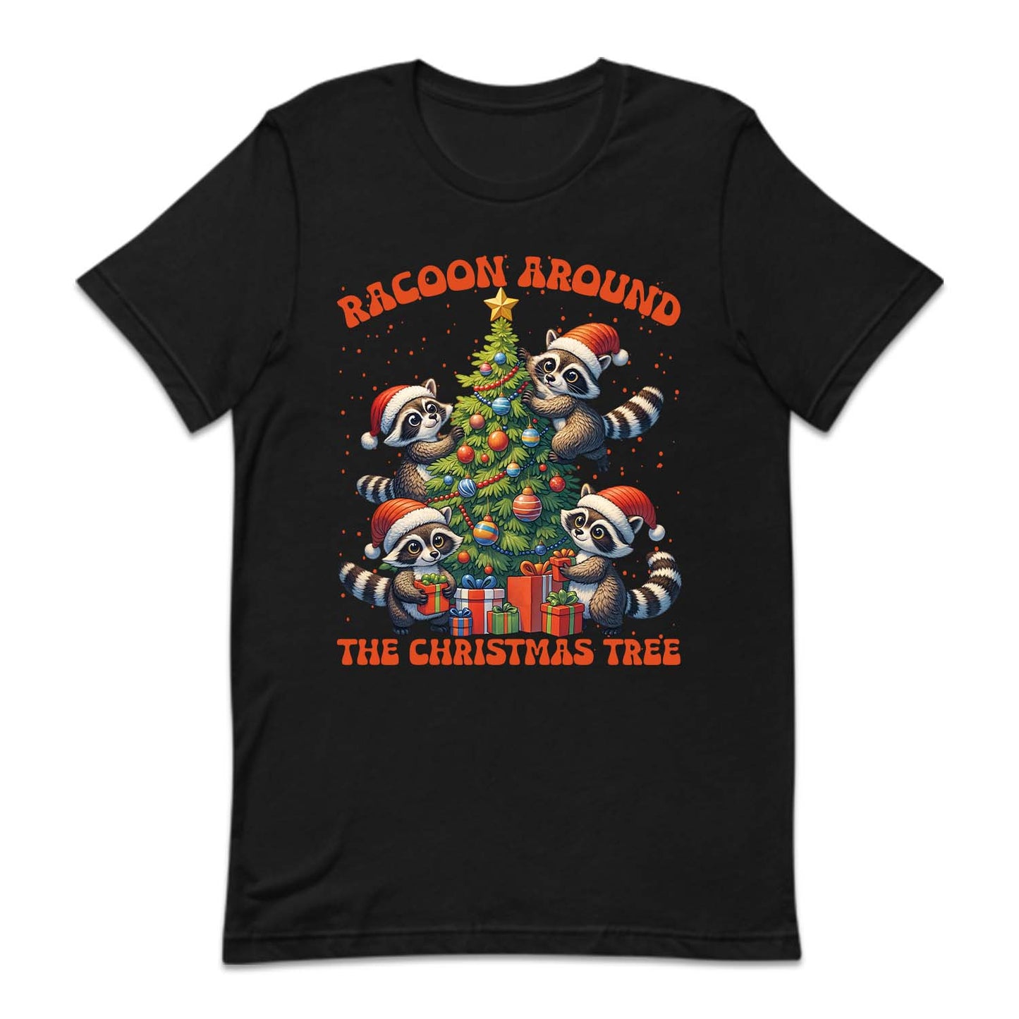 Raccoon Around The Christmas Tree Festive Holiday Xmas Raccoon | PRODUCT CODE: RCNDTRCHMSL