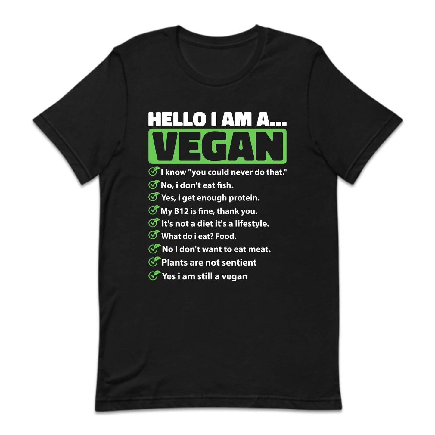 Hello I'm A Vegan Funny Vegetarian Pride | PRODUCT CODE: HLOMAVGNAD