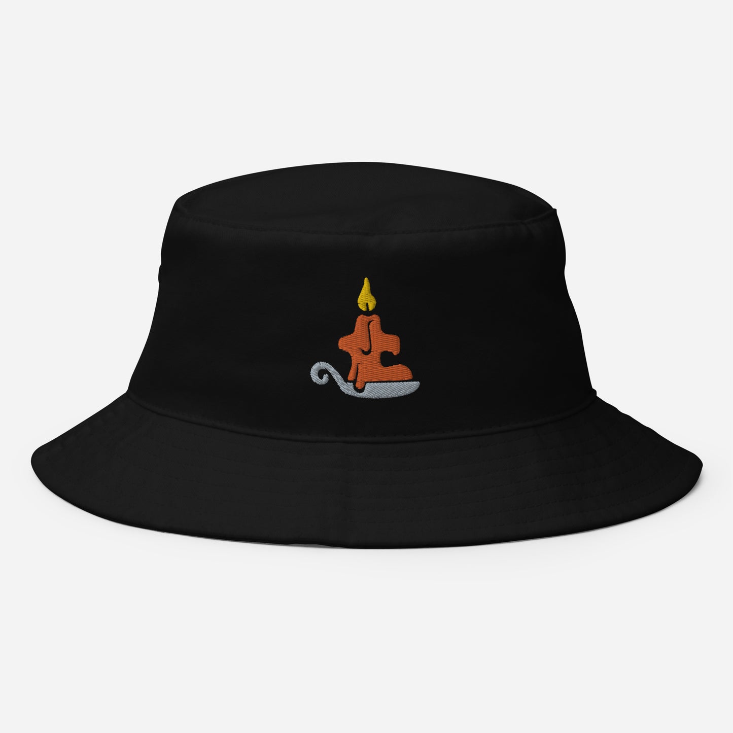 Halloween Candle Bucket Hat, Embroidered Burning Candle Bucket Hat, Handmade Scary Night Unisex Cotton Sun Hat