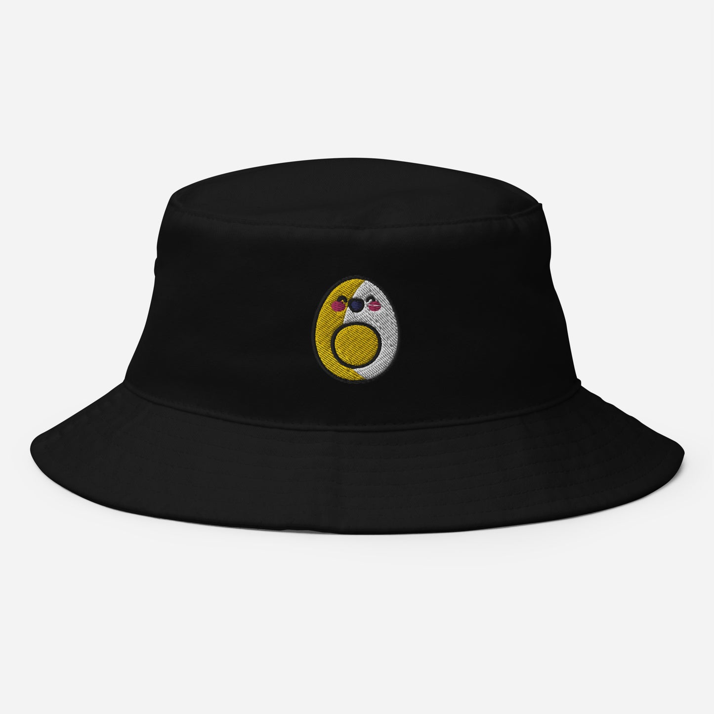 Boiled Egg Bucket Hat, Embroidered Cartoon Egg Bucket Hat, Handmade Egg Face Unisex Cotton Sun Hat