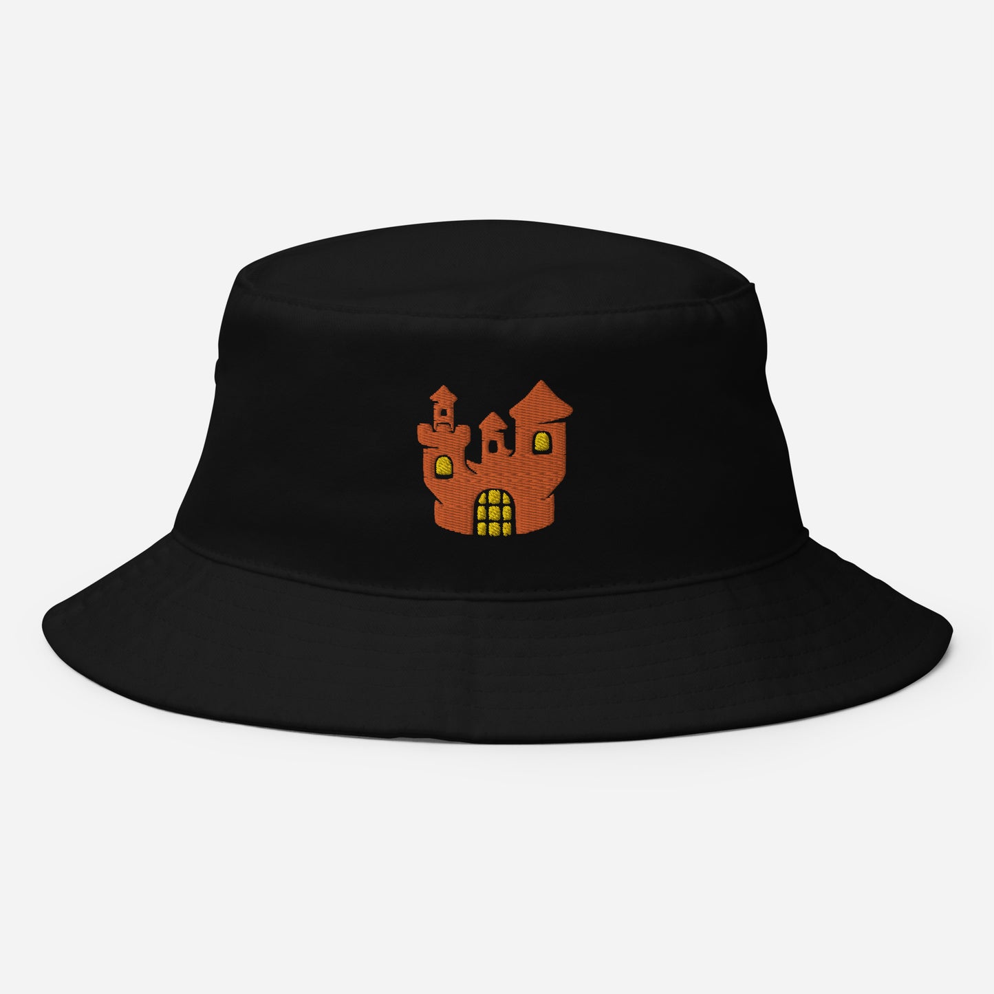Halloween Haunted Hosue Bucket Hat, Embroidered Spooky House Bucket Hat, Handmade Halloween Season Unisex Cotton Sun Hat