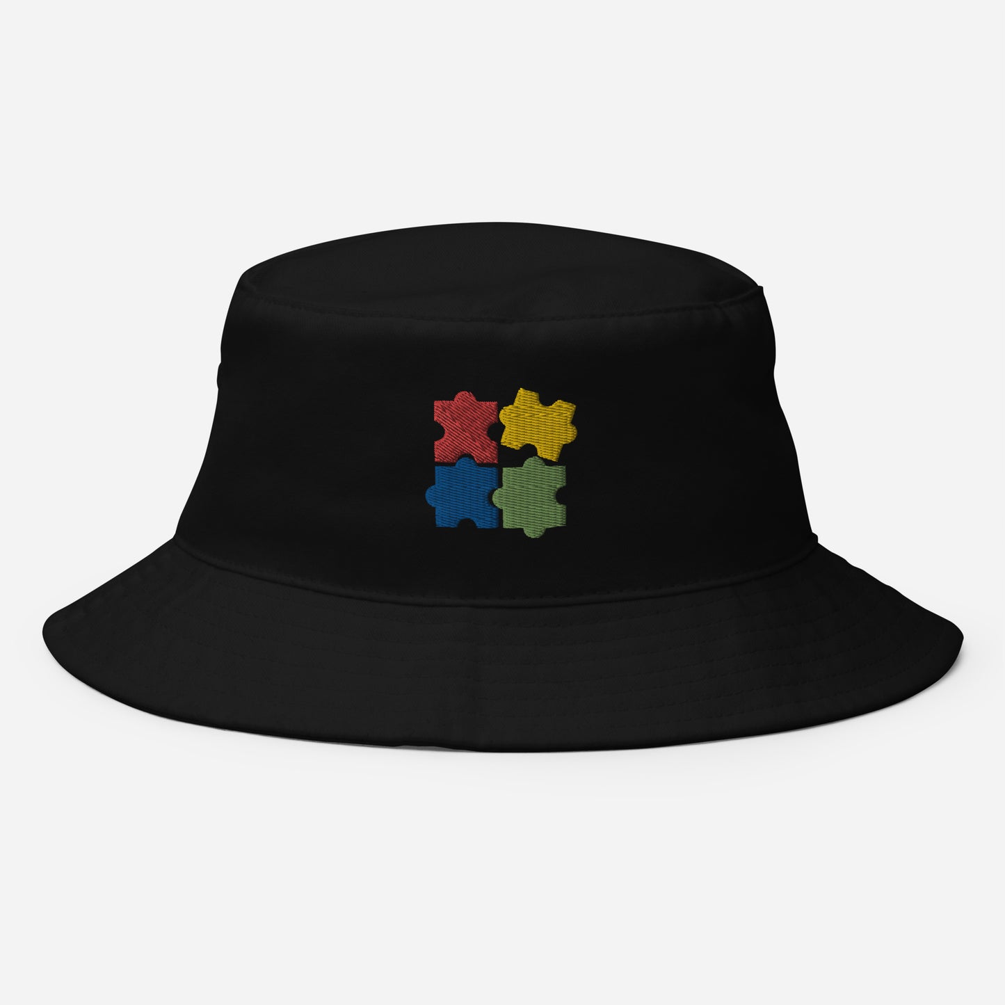 Autism Puzzle Pieces Bucket Hat, Embroidered Autism Awareness Bucket Hat, Handmade Autistic Pride Unisex Cotton Sun Hat