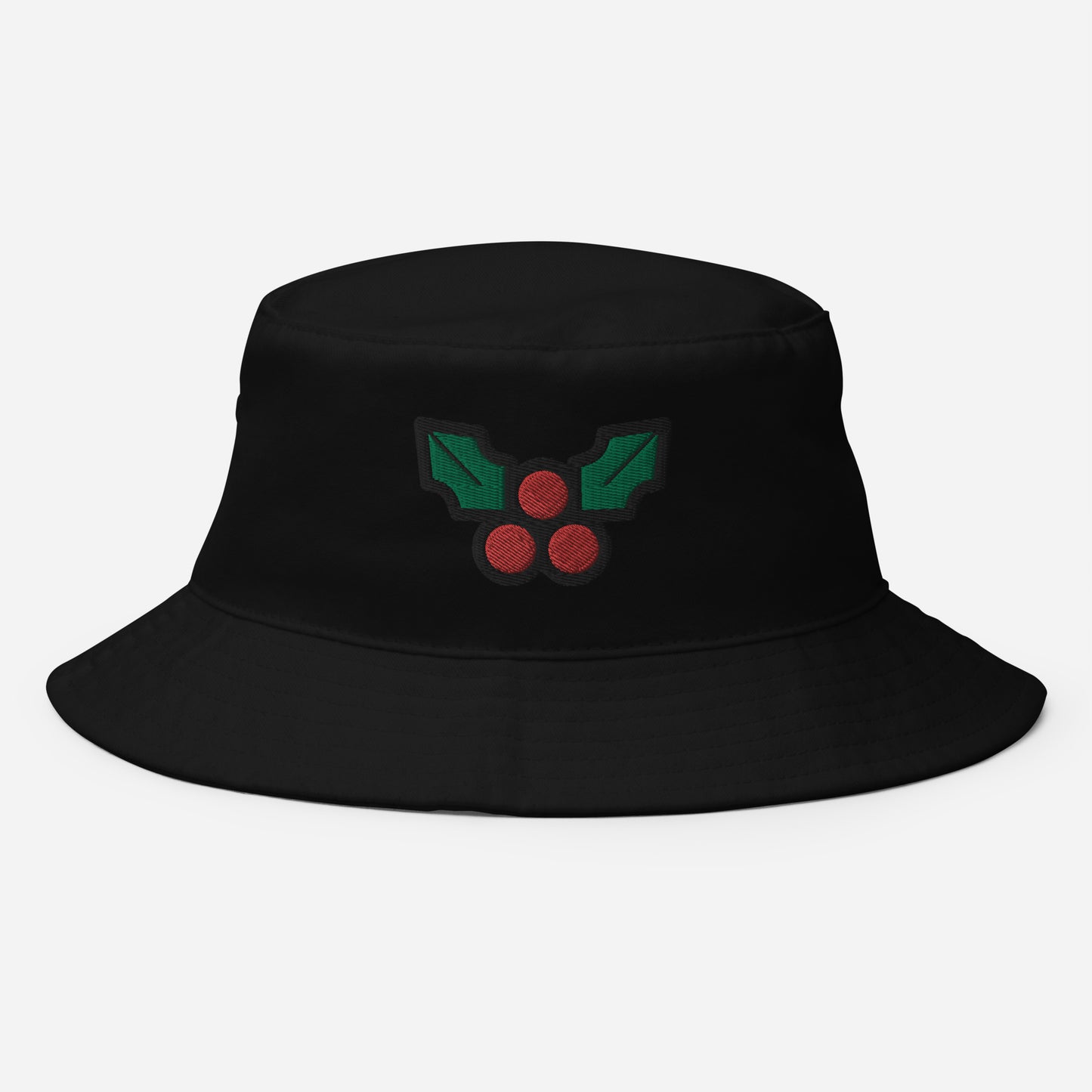 Christmas Mistletoe Bucket Hat, Embroidered Decoration Leaf Bucket Hat, Handmade Xmas Festive Unisex Cotton Sun Hat