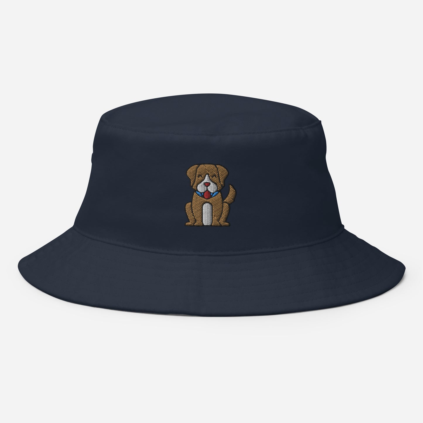 Cute Little Dog Bucket Hat, Embroidered Puppy Dog Bucket Hat, Handmade Smiling Animal Unisex Cotton Sun Hat