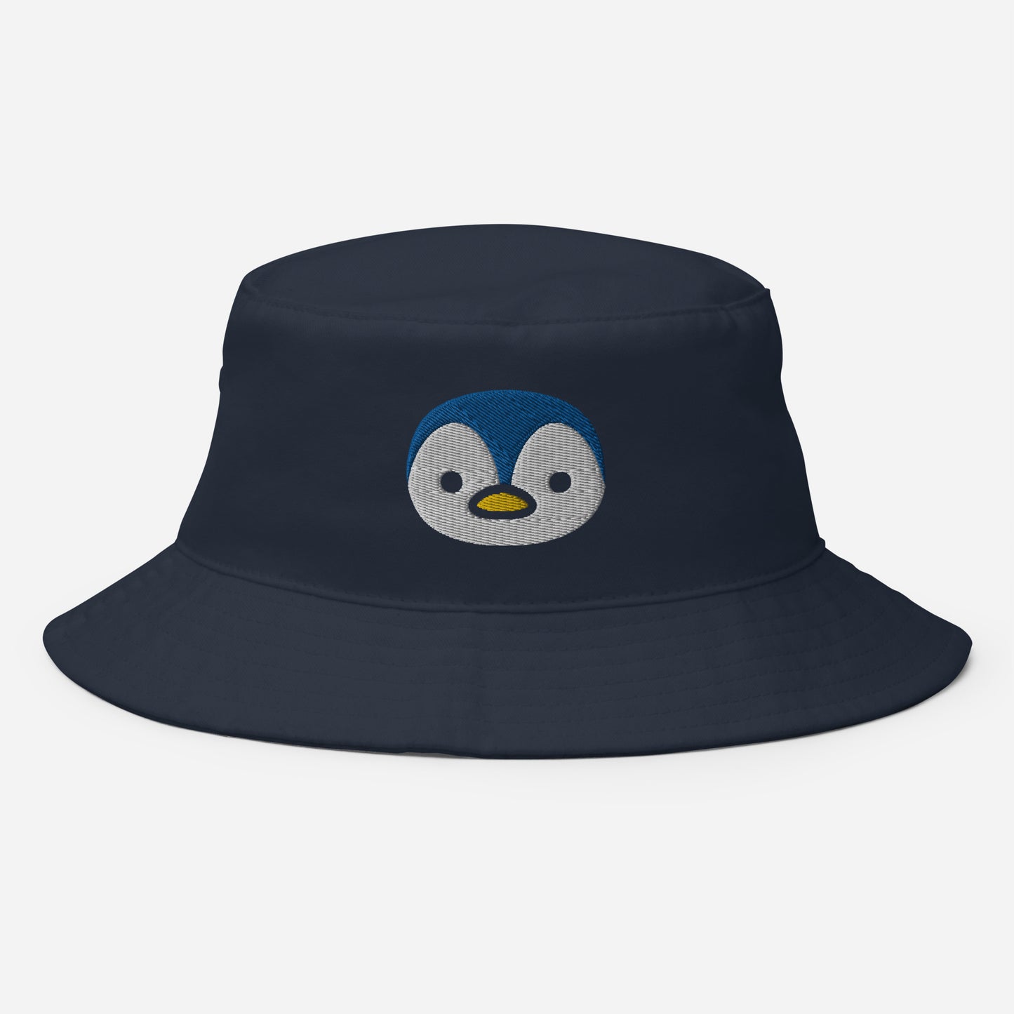 Baby Penguin Bucket Hat, Embroidered Aquatic Animal Bucket Hat, Handmade Flightless Birds Unisex Cotton Sun Hat