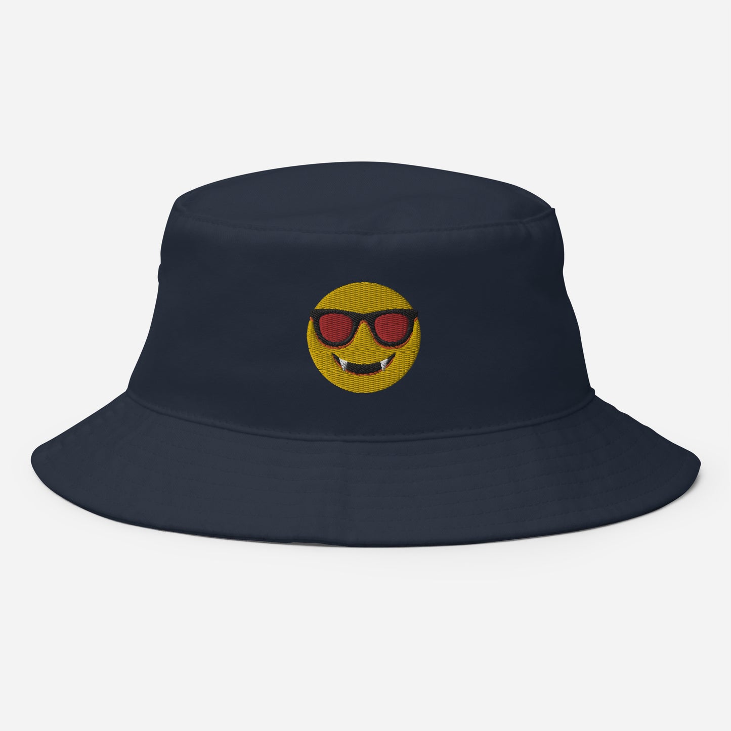 Halloween Dracula Face Bucket Hat, Embroidered Evil Emoticon Bucket Hat, Handmade Scary Smile Emoji Unisex Cotton Sun Hat