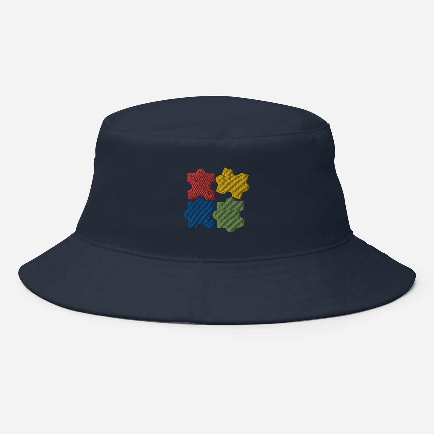 Autism Puzzle Pieces Bucket Hat, Embroidered Autism Awareness Bucket Hat, Handmade Autistic Pride Unisex Cotton Sun Hat