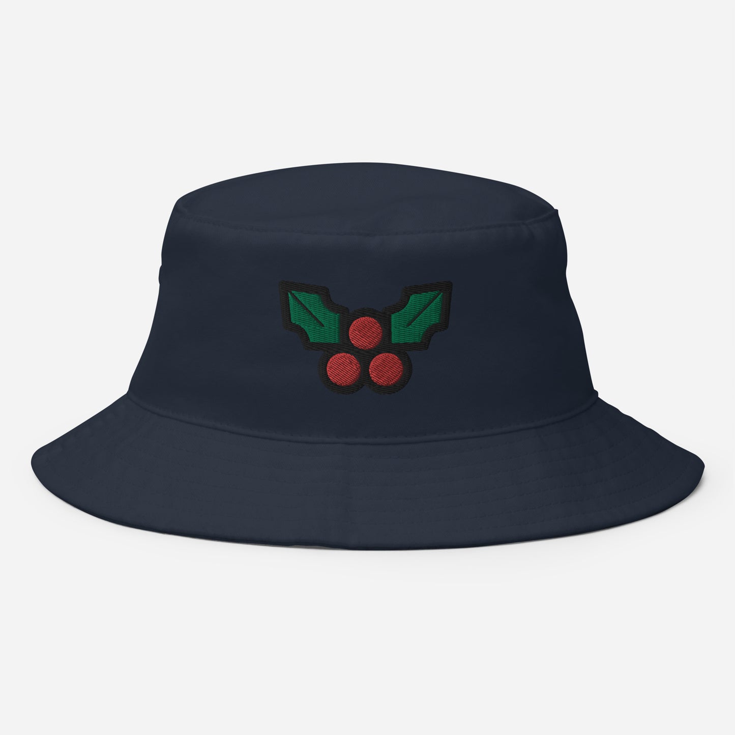 Christmas Mistletoe Bucket Hat, Embroidered Decoration Leaf Bucket Hat, Handmade Xmas Festive Unisex Cotton Sun Hat