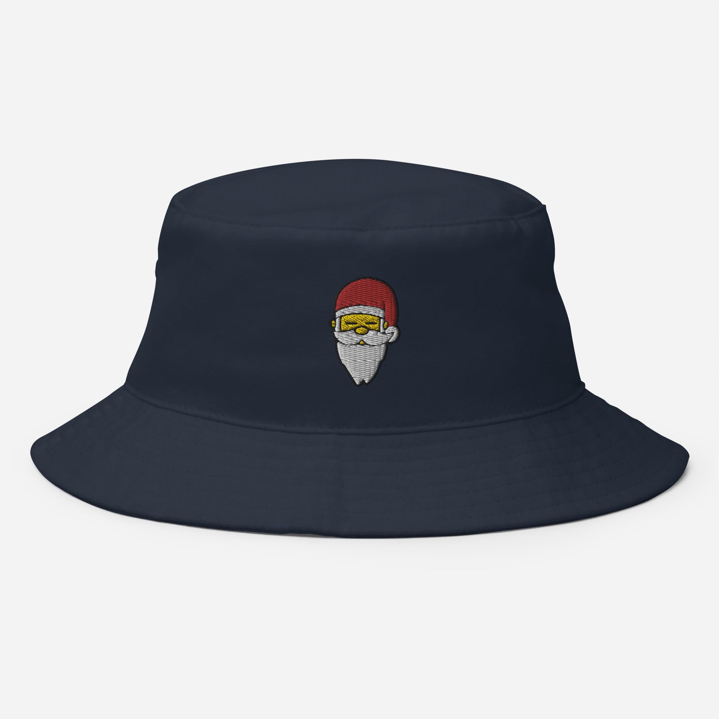 Santa Face Bucket Hat, Embroidered Christmas Santa Claus Bucket Hat, Handmade Xmas Festive Unisex Cotton Sun Hat