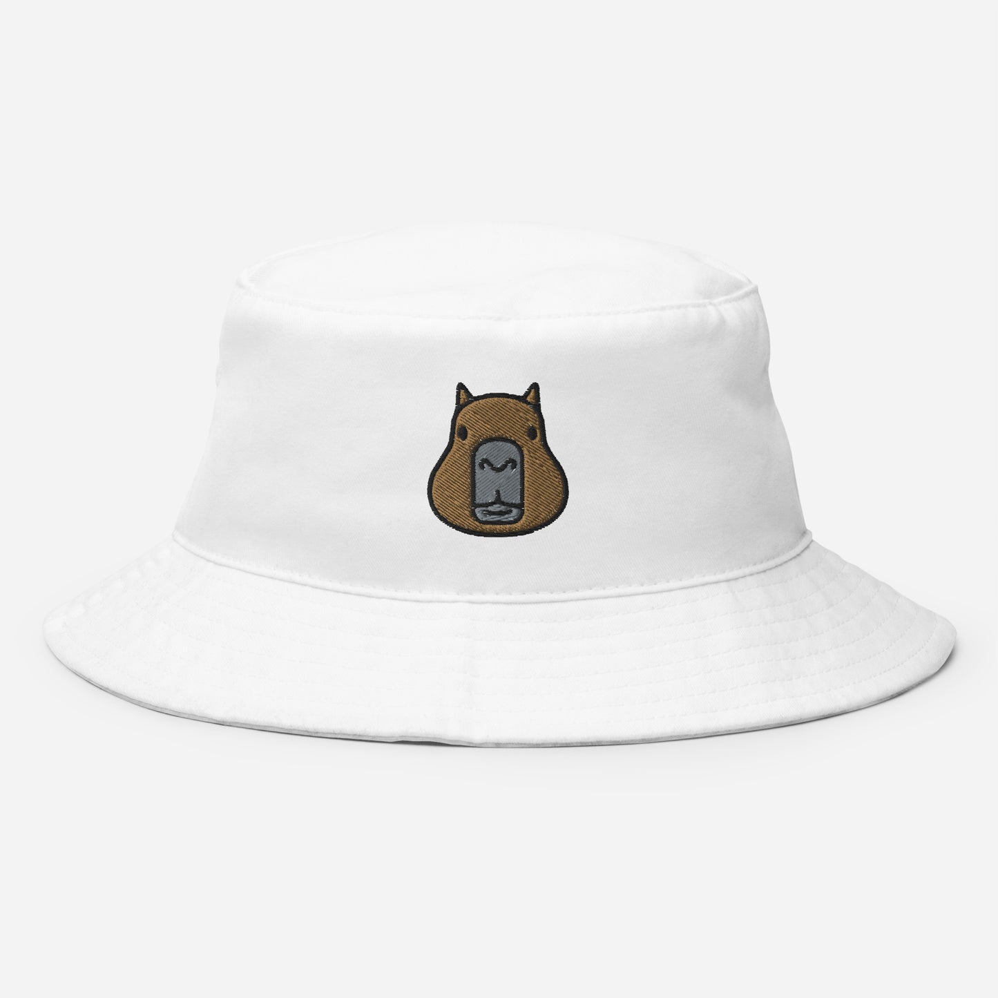 Capybara Face Bucket Hat, Embroidered Cute Rodent Meme Animal Lover Bucket Hat, Handmade Capybaras Aesthetic Pet Lover Unisex Cotton Sun Hat