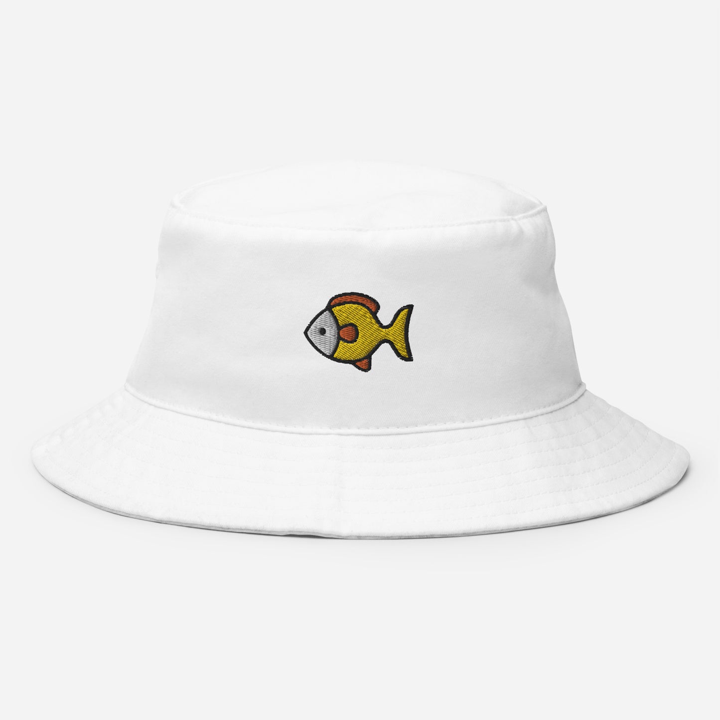 Goldfish Bucket Hat, Embroidered Fishing Bucket Hat, Handmade Fisherman Fish Lovers Unisex Cotton Sun Hat