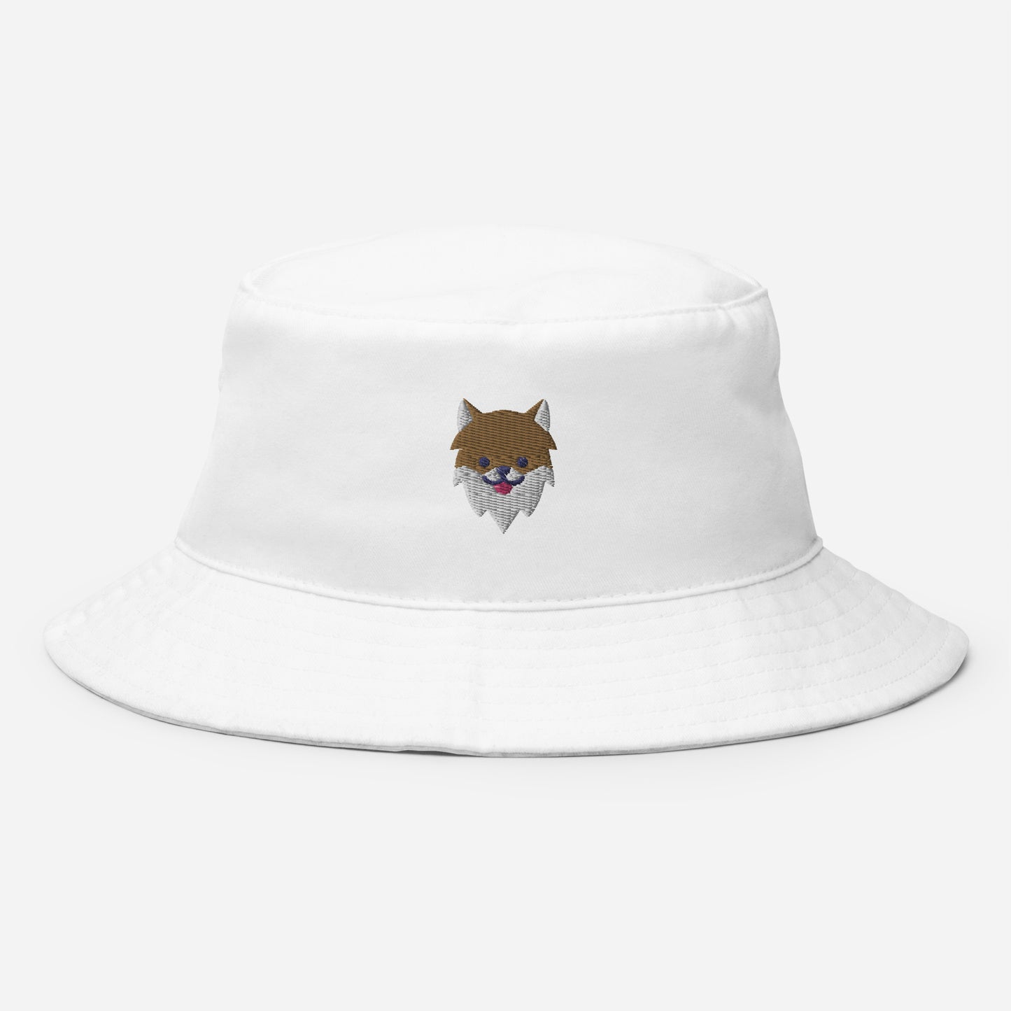 Pomeranian Dog Face Bucket Hat, Embroidered Dog Lover Bucket Hat, Handmade Pom Dogs Unisex Cotton Sun Hat
