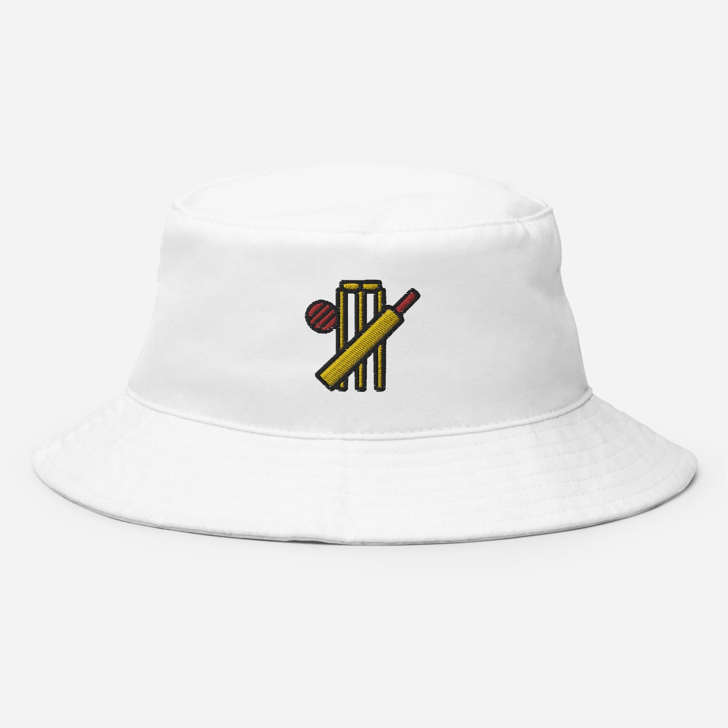 Cricket Bat Bucket Hat, Embroidered Sports Cricketer Bucket Hat, Handmade Cricket Player Unisex Cotton Sun Hat